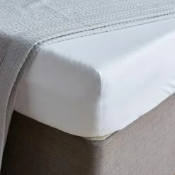 Outlet 💯 Hotel Hotel Plain White Cotton Tencel 28cm Fitted Sheet 🔥