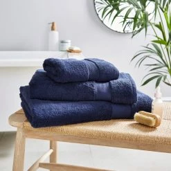 Best Sale 👍 Dunelm Navy Hotel Luxury Organic Cotton Towel ⌛